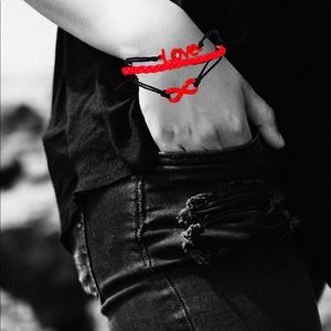 Red Infinity LOVE Layered Neon Retro Bracelet Deadstock